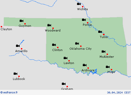 webcam Oklahoma Amérique du Nord Cartes de prévision