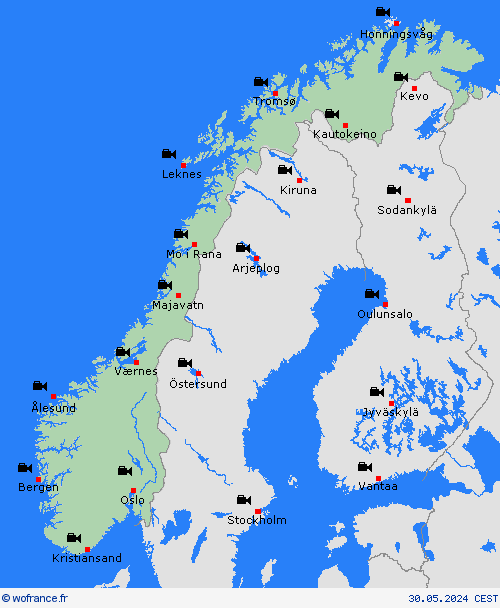 webcam Norvège Europe Cartes de prévision