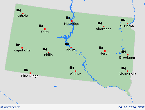 webcam Dakota du Sud Amérique du Nord Cartes de prévision