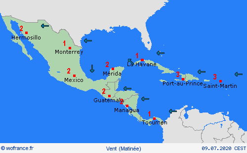 vent  Amérique centrale Cartes de prévision