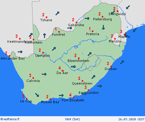 vent Afrique du Sud Afrique Cartes de prévision