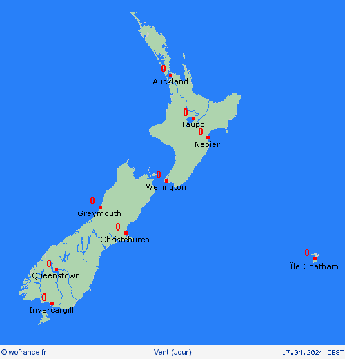 vent Nouvelle-Zélande Océanie Cartes de prévision