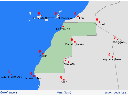 vent Sahara occidental Afrique Cartes de prévision