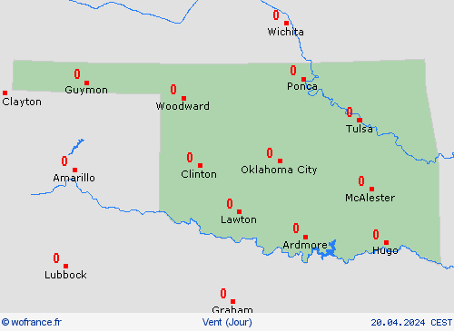vent Oklahoma Amérique du Nord Cartes de prévision