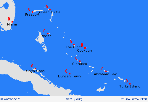 vent Bahamas Amérique centrale Cartes de prévision
