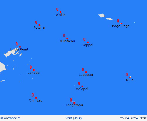 vent Tonga Océanie Cartes de prévision