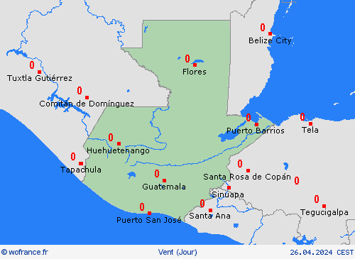 vent Guatemala Amérique centrale Cartes de prévision