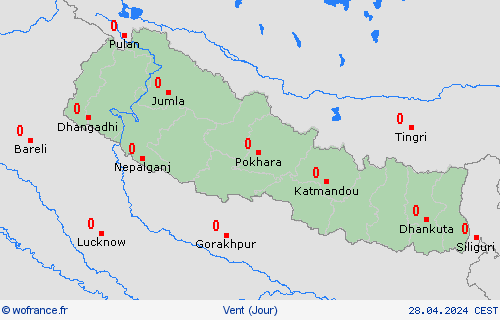 vent Népal Asie Cartes de prévision