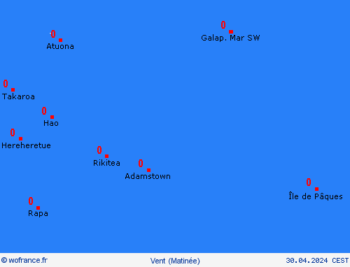 vent Îles Pitcairn Océanie Cartes de prévision