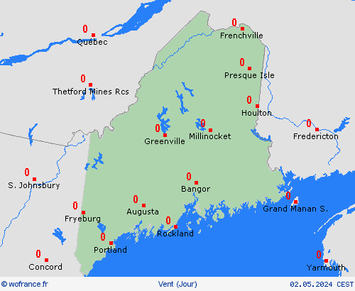 vent Maine Amérique du Nord Cartes de prévision