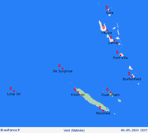 vent Nouvelle-Calédonie Océanie Cartes de prévision