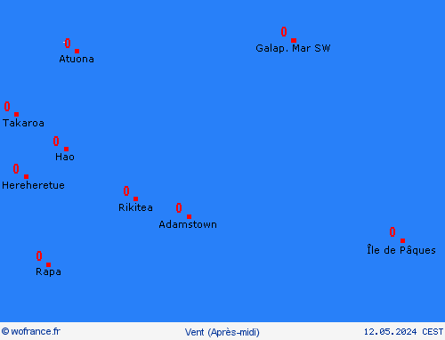 vent Îles Pitcairn Océanie Cartes de prévision
