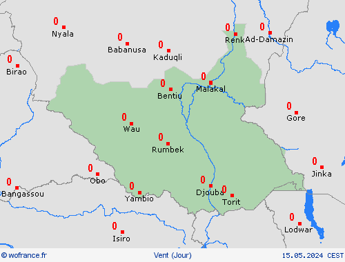 vent Soudan du Sud Afrique Cartes de prévision