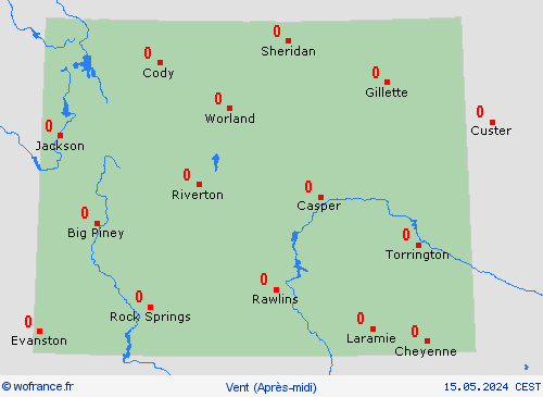 vent Wyoming Amérique du Nord Cartes de prévision