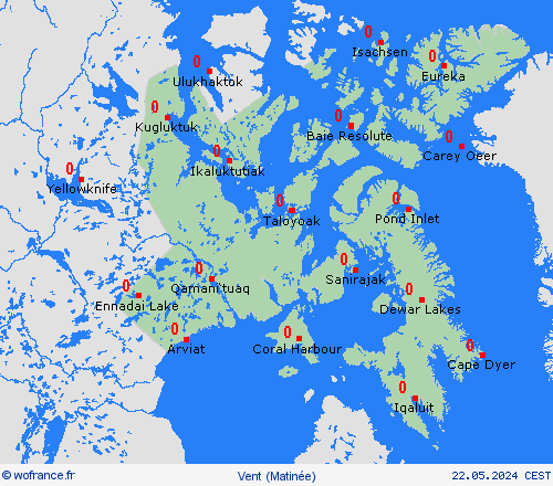 vent Nunavut Amérique du Nord Cartes de prévision