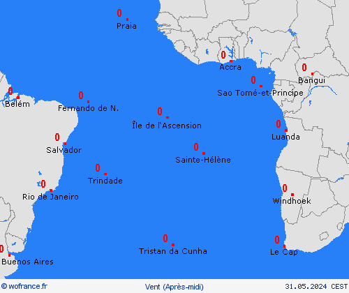 vent Îles atlantiques Afrique Cartes de prévision