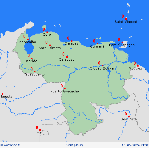 vent Venezuela Amérique du Sud Cartes de prévision