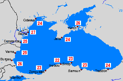 Mer Noire Cartes de la température de l’eau