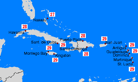 Water temperatures - Minore Antilles - Th Apr 25