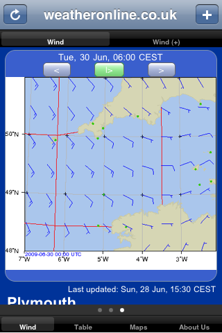 sailing app wind forecast region